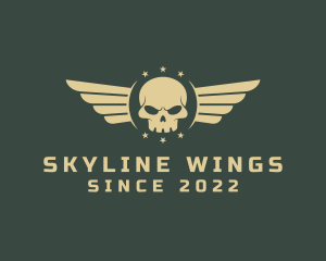 Military Skull Wings logo design