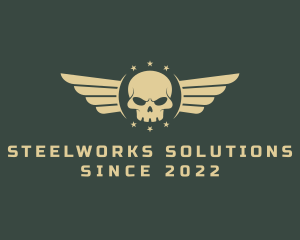 Military Skull Wings logo design