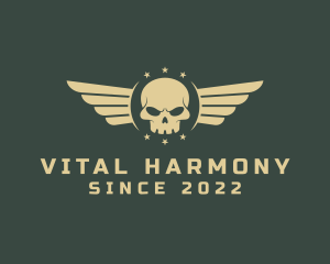 Military Skull Wings logo design