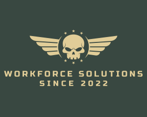 Military Skull Wings logo design