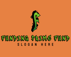 Green Graffiti Letter F  logo design