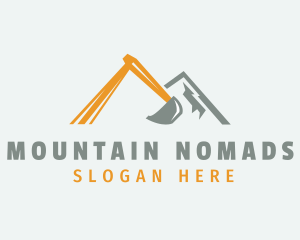 Backhoe Excavator Mountain logo design