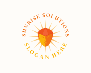 Orange Sun Face logo design