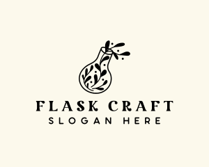 Plant Leaf Flask logo design