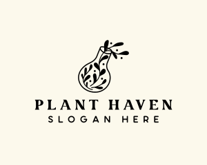 Plant Leaf Flask logo design