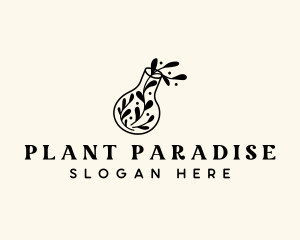 Plant Leaf Flask logo design