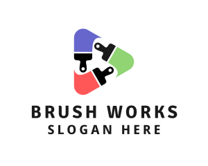 Brushes Play Button logo design