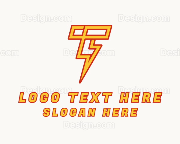 Lightning Bolt Letter T Logo