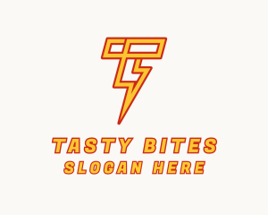 Lightning Bolt Letter T logo design