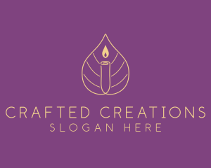 Minimalist Leaf Candle logo design