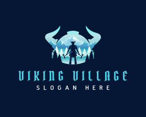 Viking Barbarian Warrior logo design