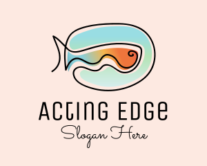 Ocean Fish Monoline logo design