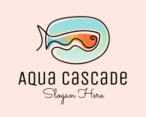 Ocean Fish Monoline logo design