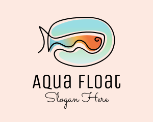 Ocean Fish Monoline logo design