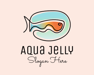 Ocean Fish Monoline logo design