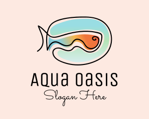 Ocean Fish Monoline logo design