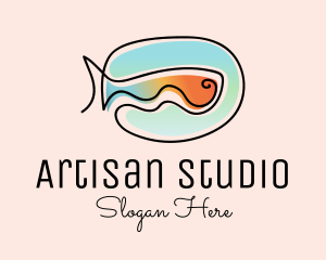 Ocean Fish Monoline logo design