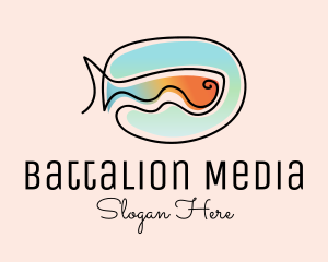 Ocean Fish Monoline logo design