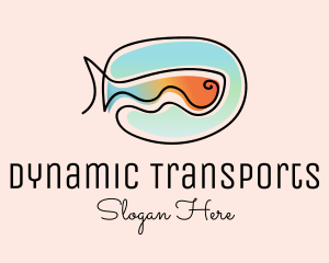 Ocean Fish Monoline logo design