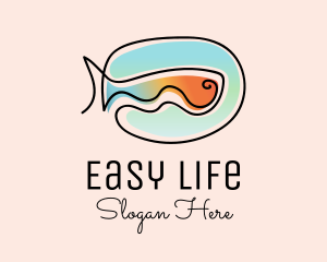 Ocean Fish Monoline logo design