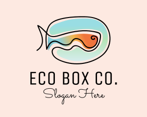 Ocean Fish Monoline logo design