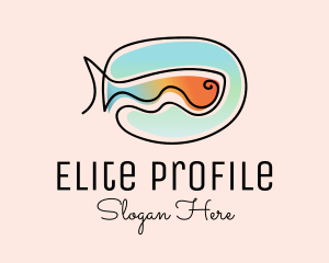 Ocean Fish Monoline logo design