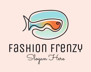 Ocean Fish Monoline logo design