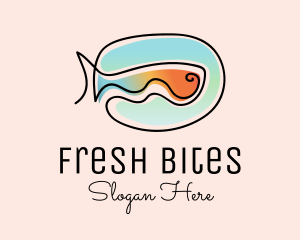 Ocean Fish Monoline logo design