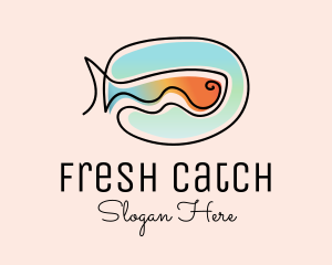 Ocean Fish Monoline logo design