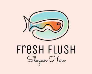 Ocean Fish Monoline logo design