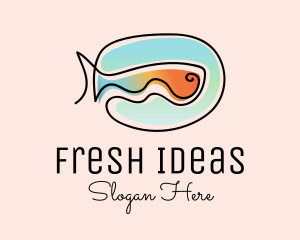 Ocean Fish Monoline logo design