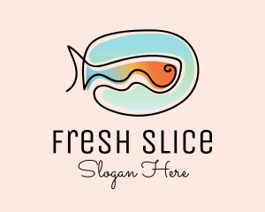 Ocean Fish Monoline logo design