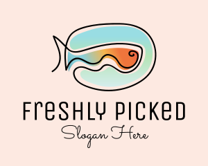 Ocean Fish Monoline logo design