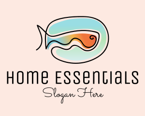 Ocean Fish Monoline logo design