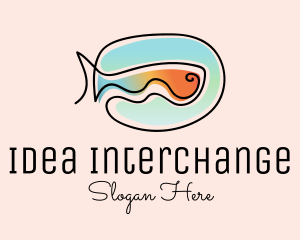 Ocean Fish Monoline logo design