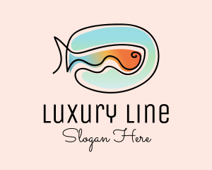 Ocean Fish Monoline logo design