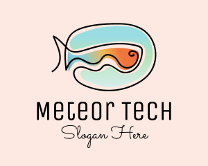 Ocean Fish Monoline logo design