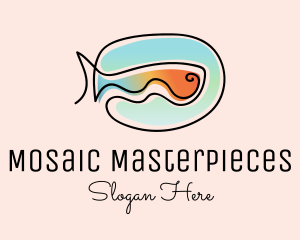 Ocean Fish Monoline logo design