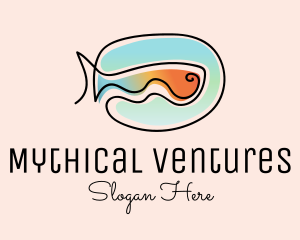 Ocean Fish Monoline logo design