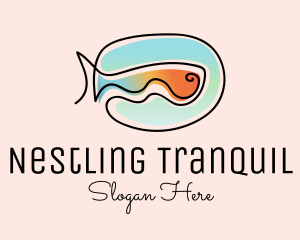 Ocean Fish Monoline logo design