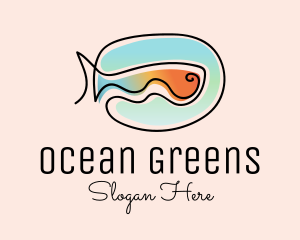 Ocean Fish Monoline logo design