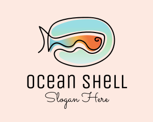 Ocean Fish Monoline logo design