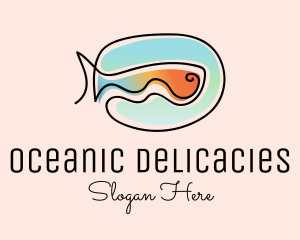 Ocean Fish Monoline logo design