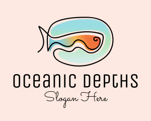 Ocean Fish Monoline logo design