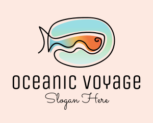 Ocean Fish Monoline logo design