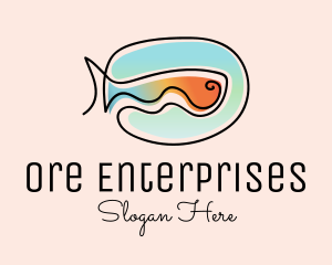 Ocean Fish Monoline logo design