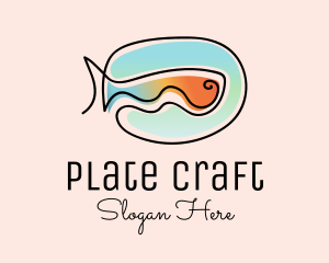 Ocean Fish Monoline logo design