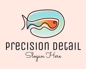 Ocean Fish Monoline logo design