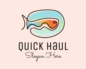 Ocean Fish Monoline logo design