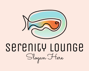 Ocean Fish Monoline logo design